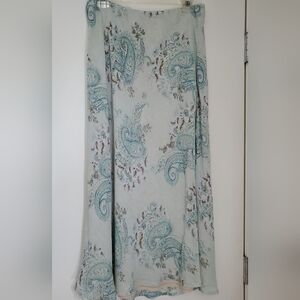 J. Jill Soft Aqua Paisley Stretchy Large Petite Maxi Skirt, Fits 16-20